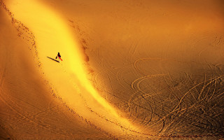 Skiing snow mountains dusk orange - sunset free wallpaper