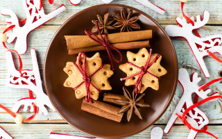 Cinnamon sticks cinnamon stars red - decoration free wallpaper