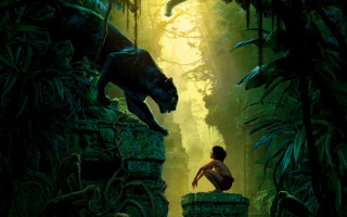 Jungle woman sitting cat moss - primitivism free wallpaper