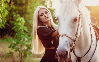 Woman horse nature fashion neo - neoclassicism free wallpaper for desktop