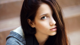 Woman longhair sweater serious eyes - long hair and a sweater free wallpaper