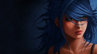 Blue hair green eyes gothic - blue hair free wallpaper