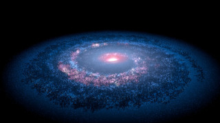 Large blue object red center - galaxy free wallpaper