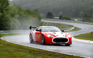 Red white sportscar racetrack fog - a race track free wallpaper