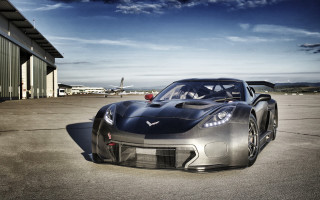 Silver sports car hangar plane - a silver sports car free wallpaper for desktop