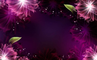 Purple background pink flowers stars - a space free wallpaper