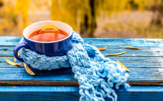 Tea scarf outdoor sunset blurry - a wooden table outside free wallpaper