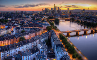 Florence bridge river sunset cityscape - german romanticism free wallpaper