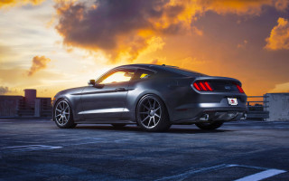 Mustang parking lot sunset cloudy - a parking lot free wallpaper