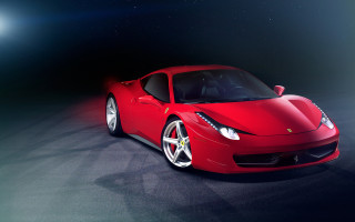 Red sports car night star - matte drawing free wallpaper