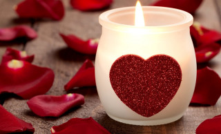 Candle heart rose petals wooden 2 - petal free wallpaper