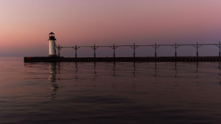 Lighthouse pier ocean sunset fence - the ocean free wallpaper for desktop