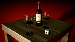 Wine bottle glasses red background - two glass of wine free wallpaper