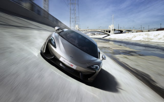 Silver sports car bridge powerlines - a bridge in the distance free wallpaper