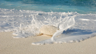 Beach rock waves sand ocean - art free wallpaper