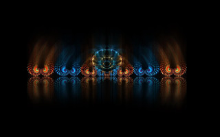 Colorful abstract clock lights reflection - psychedelic art free wallpaper