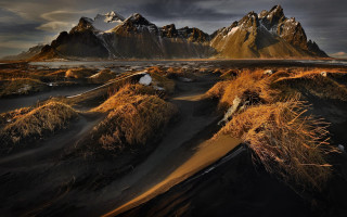 Mountain range sunset campfire city - derold page free wallpaper