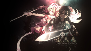 Anime characters swords black background 2 - a triangle free wallpaper