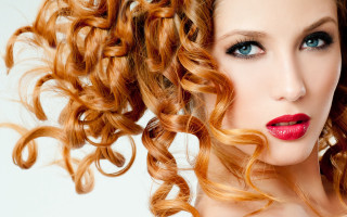 Red haired blue eyed woman 4 - the wind free wallpaper