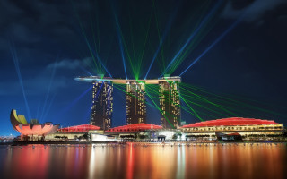 Cyberpunk skyscraper cityscape holography light - free new year wallpaper