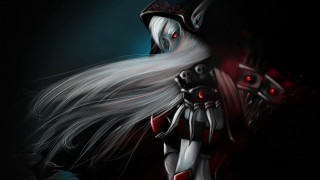 Long white hair helmet person - a painting of a person free wallpaper