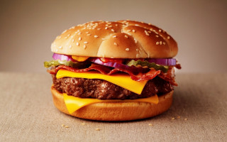 Hamburger cheese bacon onions lettuce - cheese free wallpaper
