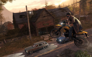 Man motorcycle car road house - a road next free wallpaper