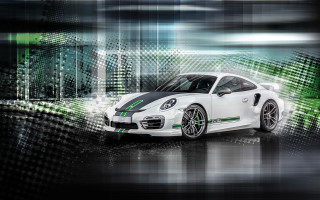 White green car dark room - car free wallpaper