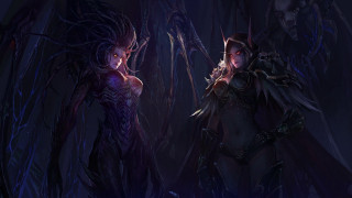 Two women costumes dark forest - a costume free wallpaper