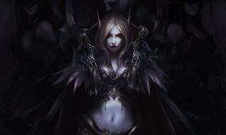 Woman demon costume mask head - two hand free wallpaper