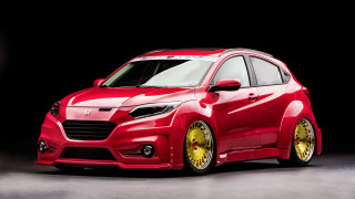 Red car yellow wheels cubo - cubofuturism free wallpaper