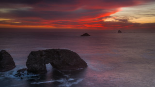 Sunset ocean rocks mystical colors - mystical free wallpaper