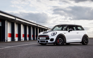 White mini cooper striped building - mini free wallpaper