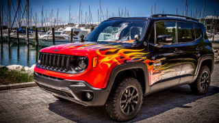 Red black jeep flames marina - flame free wallpaper