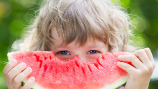 Little girl watermelon smile summer - neoplasticism free wallpaper