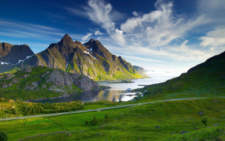 Mountain lake road nature landscape - scenic free wallpaper