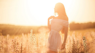 Woman white dress sunset tallgrass - tall grass free wallpaper