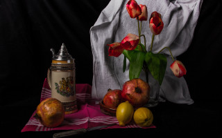 Vase flowers fruit tablecloth salt - a spoon free wallpaper