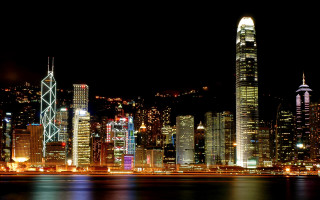Cityscape night lights architecture ferriswheel 2 - cui bai free wallpaper