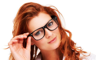 Woman glasses white shirt pose - glass free wallpaper