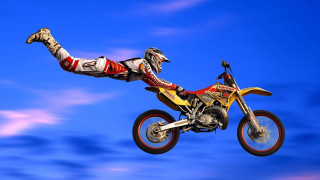 Cliff childs motorcycle trick flying - extreme illustration free wallpaper