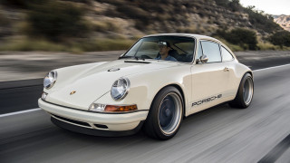 White porsche mountains ultrafine painting - panfuturism free wallpaper for desktop