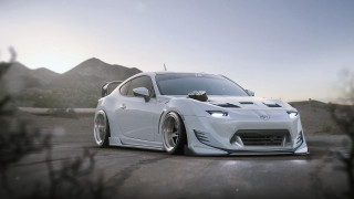 White sports car mountains parking - the background and a sky background free wallpaper