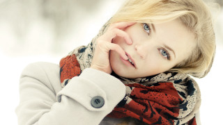Woman scarf coat snow posing - a picture in the snow free wallpaper