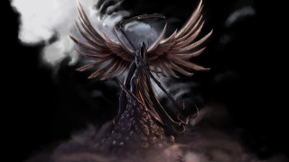 Giant bird wings clouds smoke - a large bird free wallpaper