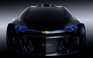 Futuristic car blue lights photorealism - the front of its free wallpaper