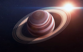 Saturn sky bright sun stars - redshift free wallpaper