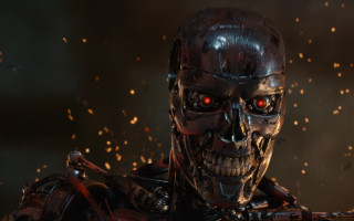 Creepy robot red eyes dust - a robot free wallpaper