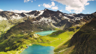 Mountain lake road beautiful landscape - a view of a mountain range free wallpaper