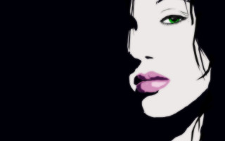Gothic portrait greeneyes pinklips blackwhite - a pink lip free wallpaper
